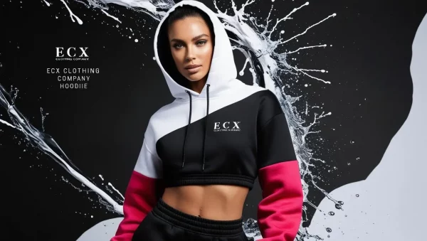 ECX w/b/r  splash women crop top hoodie