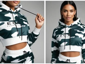 ECX camo women g/w crop top gym hoodie