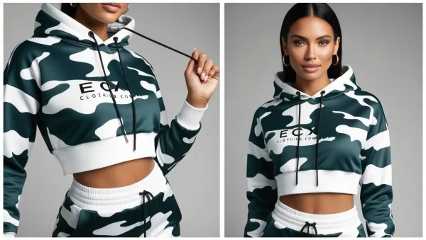 ECX camo women g/w crop top gym hoodie